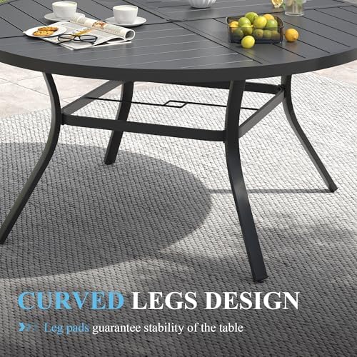 VICLLAX Patio Table and Chair Set of 8, All Weather Metal Round Outdoor Dining - Image 6