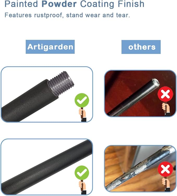 60 inch Outdoor Shepherd Hook with 5 Prong Base (2 Packs), Adjustable Heavy Duty Garden Hanging Stake for Bird Feeder Solar Light Plant Hanger Wedding Decor, Matte Black