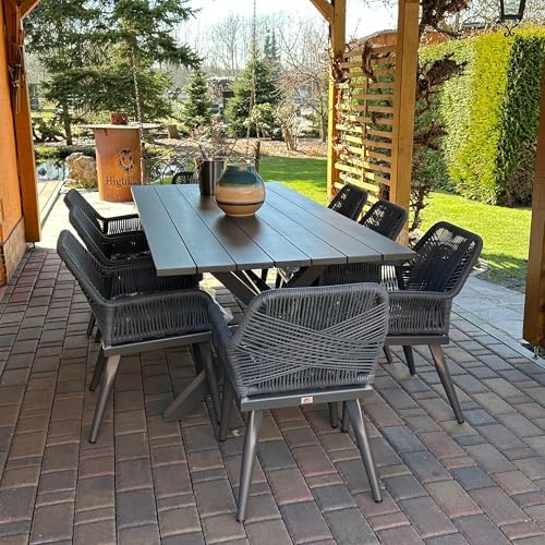 PURPLE LEAF Outdoor Patio Dining Set 9 Pieces PE Rattan Aluminum Grey by PURPLELEAF