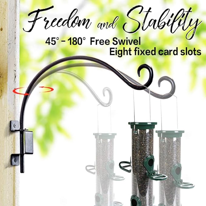 AJART Bird Feeder Hangers Outdoor: 12-Inch Swivel Hanging Plant Bracket for Indoor Wall Mount - Swivel Plant Hook for Flower Basket