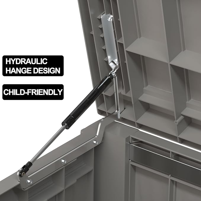 120 Gallon Deck Box,Resin Outdoor Storage Box with Lockable for Patio Furniture, Pool Accessories, Garden Tools Waterproof Outside Storage Box, Grey