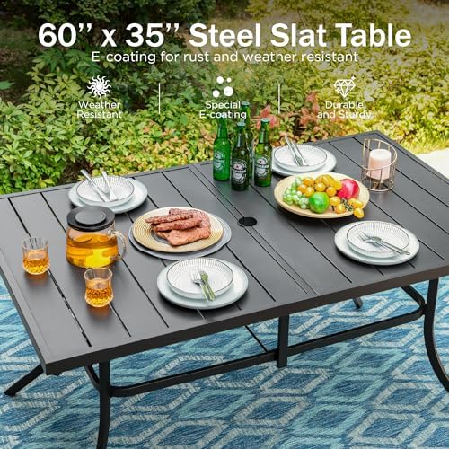 PHI VILLA Patio Dining Set, Swivel Chairs, Metal Table - Image 5