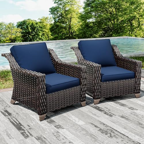 Wicker Patio Chairs Set of 2, Outdoor Rattan Furniture - Image 6