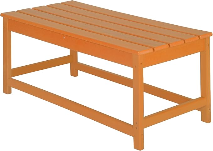 WO Home Furniture Adirondack Chairs Table Set of 3 PCS Outdoor Folding Chairs Coffee Table Weather/UV Resistant for Lawn, Garden, Bon Fire, Balcony (Orange)