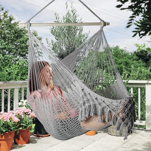 Handwoven Cotton Rope Hammock Chair - Image 6