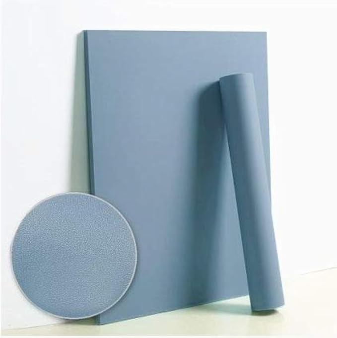 Dimoon 394''x17.7'' Blue Peel and Stick Wallpaper Contact Paper Modern Self Adhesive Wall Paper Removable Renter Friendly Textured Solid Color Shelf Cabinet Vinyl Roll (394''x17.7'',Blue Grey)