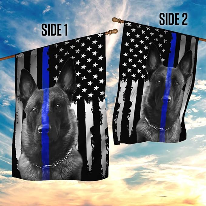 Flags-Belgian Malinois. Police Dog. K9 Flag THB2142F, Garden Flag (11.5" x 17.5")-USA House Garden Flags Premium Polyester-Decorative Outdoor Flags