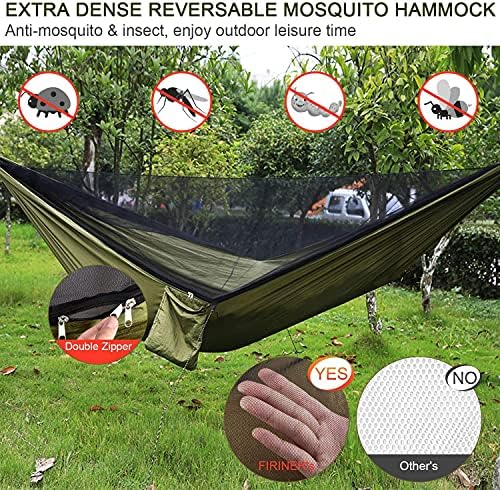 Camping Hammock with Rain Fly Tarp and Mosquito Net Tent Tree Straps, Portable - Image 2