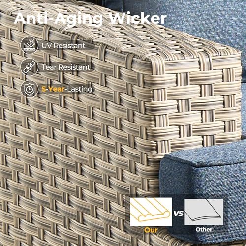 HOOOWOOO Outdoor Sectional Patio Furniture Set, 8 Pieces Wicker Conversation - Image 5
