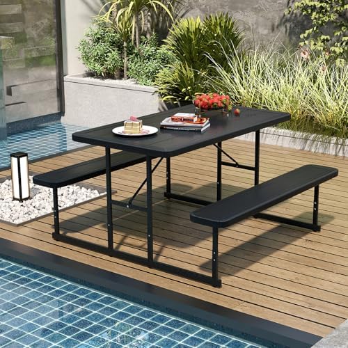 GIANTEX Picnic Table Bench Set for 4 People, 4.5FT Outdoor Rectangular Dining - Image 3