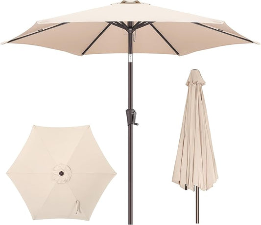 9ft Outdoor Patio Umbrella - Table Umbrella Waterprool UV Protection, Sombrillas de Patio with Push Button Tilt&Crank, Sun Umbrella for Pool, Porch, Garden, Deck, Backyard(Beige)