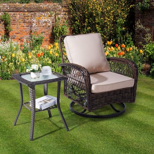 Wicker Rattan Side Table Patio Wicker Table, Outdoor Square Rattan Coffee Table - Image 2