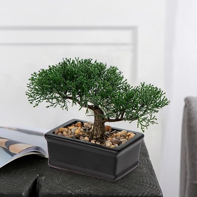 Artificial Bonsai Tree Juniper Faux Plants Indoor Fake Plants Decor with Ceramic Pots for Home Table Office Desk Bathroom Shelf Bedroom Living Room Farmhouse Decoration