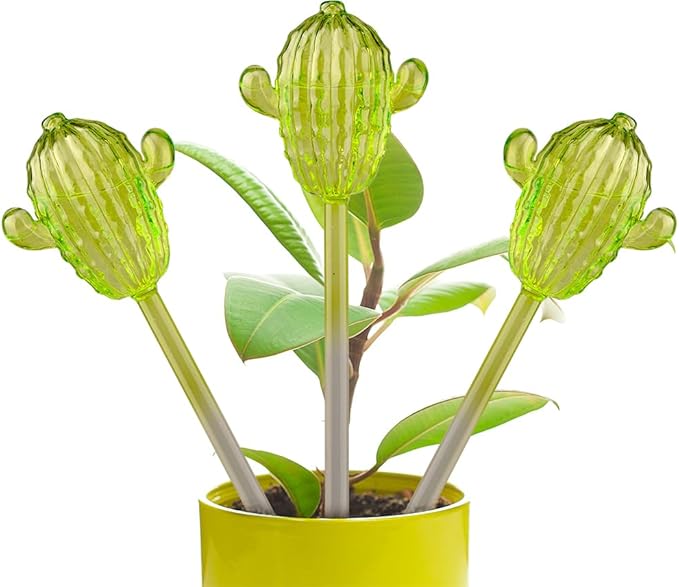 Adabocute Glass Plant Watering Globes, Cactus Self Watering Globes, Cacti Self Watering Planter Insert, Plant Watering Devices, Automatic Plant Waterer Indoor, Watering Bulbs, 3 Pack