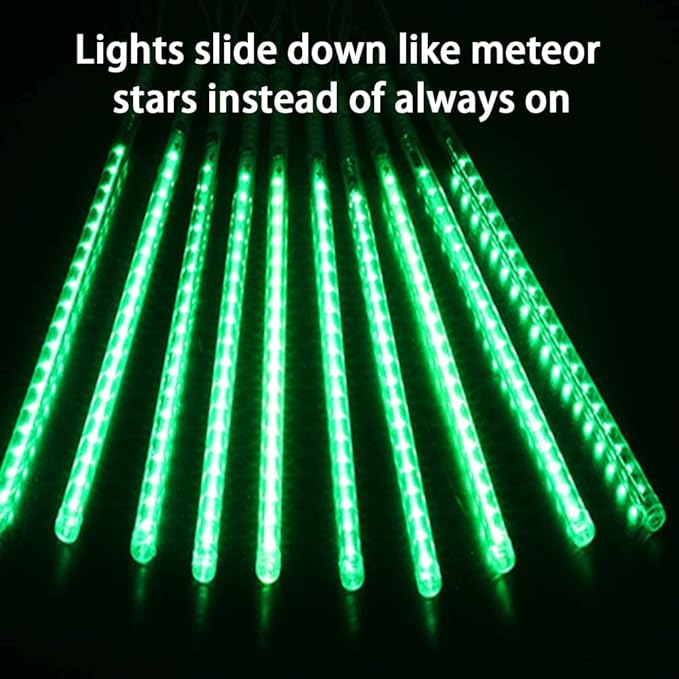 High Brightness 10 Tube 540 LED 20 Inch Meteor Shower Rain Lights Cascading Falling Rain Outdoor Lights for Christmas Roof Eaves Tree Decoration Icicle Raindrop