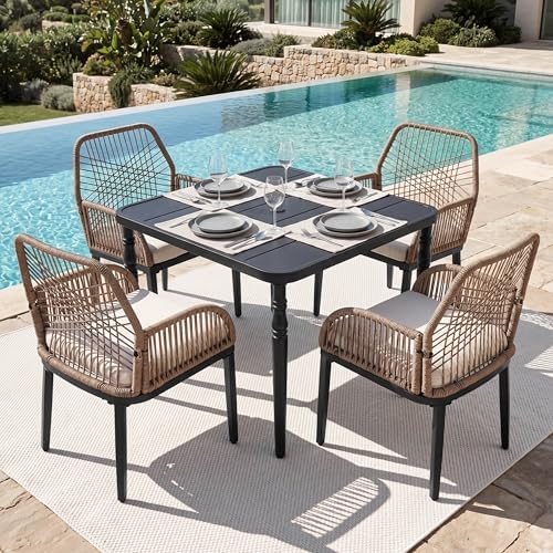 NUU GARDEN 5-Piece Outdoor Dining Set, Outdoor Table and Chairs, All Weather by NUUGARDENCORPORATION