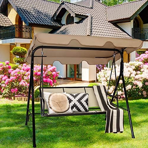 Tangkula 3 Person Patio Swing, Steel Frame - Image 3