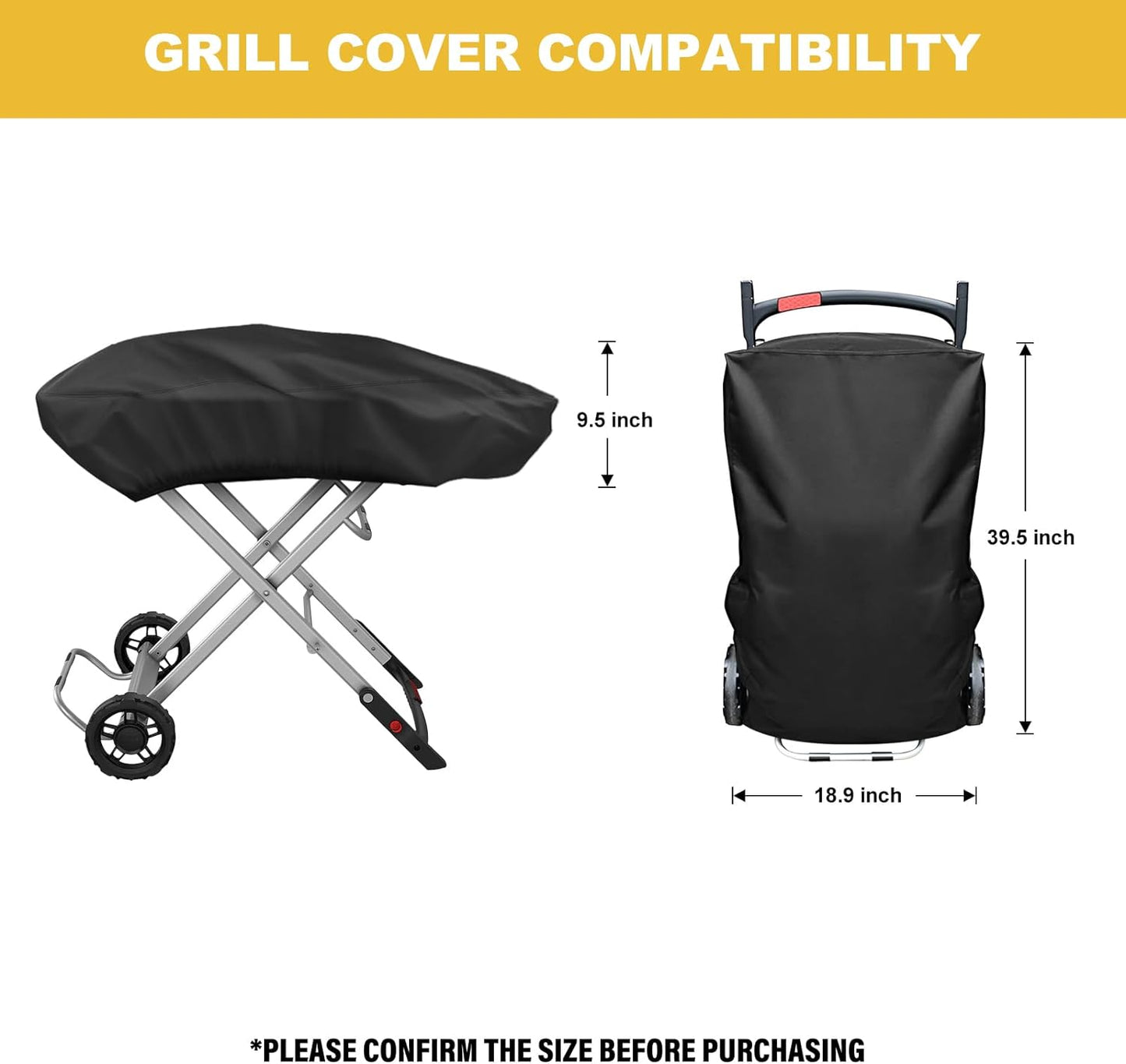 tonhui Grill Cover for Weber Traveler Portable Gas Grill 9010001, Outdoor Heavy Duty Waterproof Oxford Fabric Weather Resistant