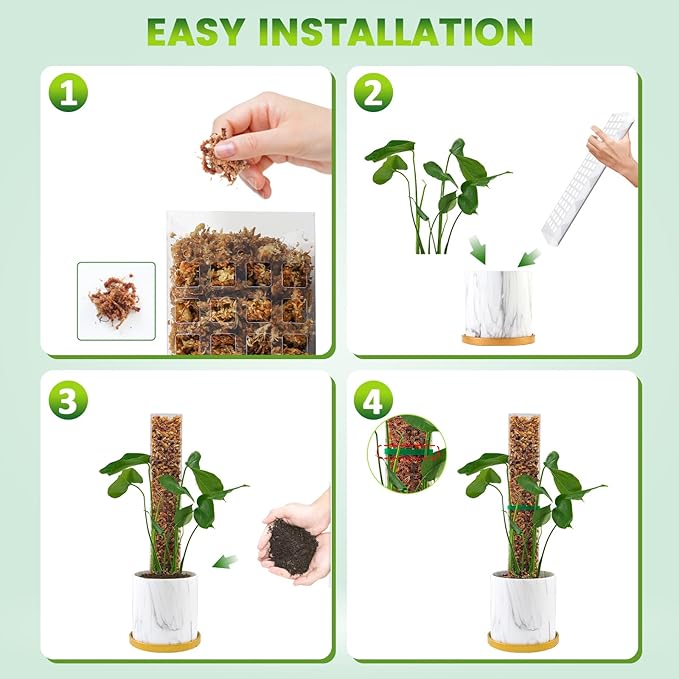 15 Inch 6 Pcs Plastic Moss Pole for Plants Monstera, 6×15'' Plant Poles for Climbing Plants, Plant Support for Indoor Plants Work with Sphagnum Moss