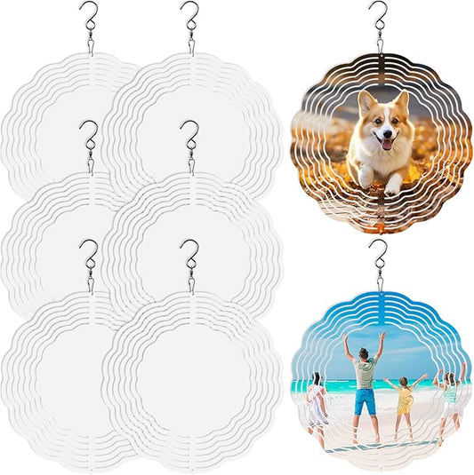8 Pcs Sublimation Wind Spinner Blanks 8 Inch Bulk Aluminum Metal Sublimation Blanks Product Heat Press Transfer Outdoor Garden Decoration Sublimation Blank Wind Spinners for DIY Gift