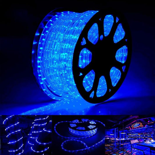 50ft 360 LED Rope Lights Outdoor, Connectable and Flexible Tube Lights with 8 Modes, Waterproof Indoor Outdoor LED Rope Lighting for Deck, Garden, Pool, Fences,Patio, Indoor Outdoor Decorations (Blue)