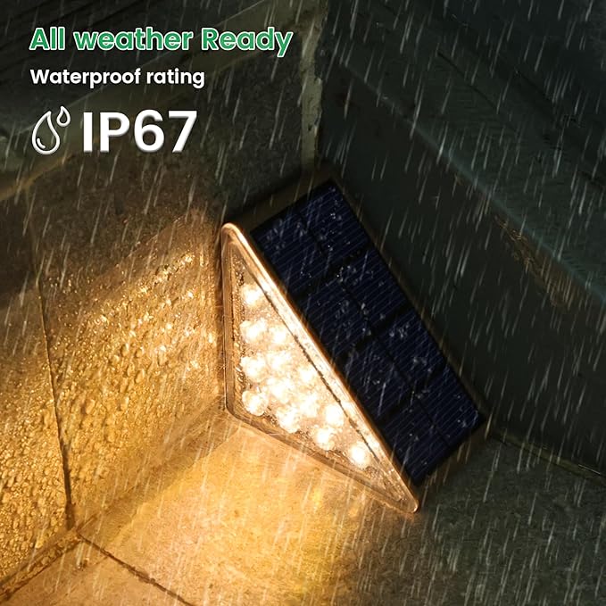 Solar Step Lights for Outside,16pack Solar Stair Lights Outdoor Waterproof IP67,Outdoor Deck Step Lights,Solar Outdoor Lights for Staircase,Patio,Front Step(Warm Brown)…