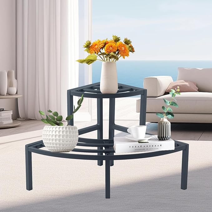 Aluminum 2-Tier Plant Stand Lightweight, Sturdy, and Rust-Free Corner Shelf Ladder Rack Perfect for Indoor and Outdoor Greenery Display