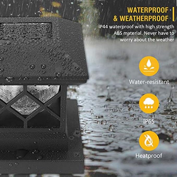 TWINSLUXES Solar Post Cap Lights Outdoor - Waterproof LED Fence Post Solar Lights for 3.5x3.5/4x4/5x5 Wood Posts in Patio, Deck or Garden Decoration Warm Light… (8 Pack)