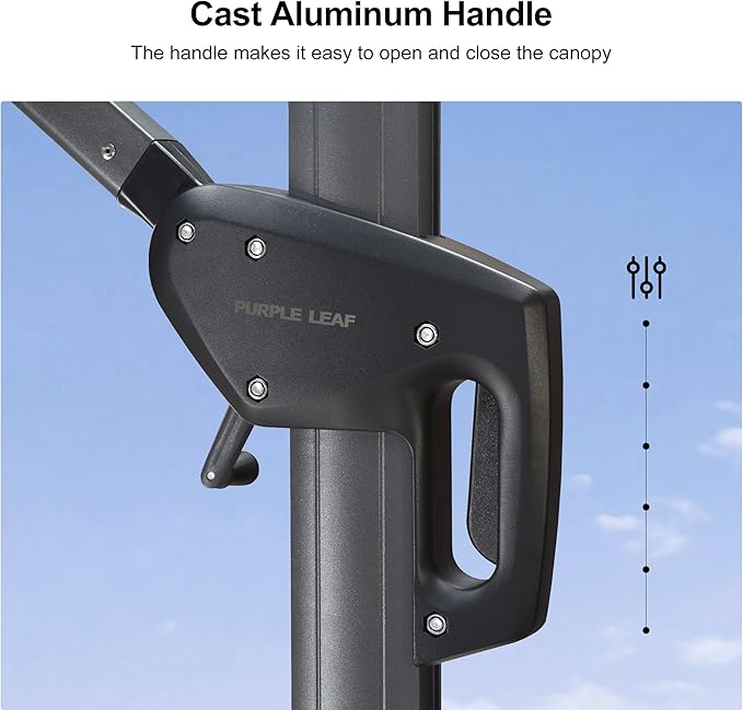 PURPLE LEAF 8 Feet Outdoor Square Cantilever Umbrella Patio Umbrella with Base Aluminum Offset Umbrella with 360-degree Rotation for Garden Deck Pool Patio Taupe