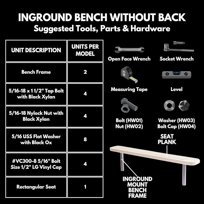 Heavy-Duty Outdoor Bench Thermoplastic Coated, Expanded Metal, Commercial-Grade Seating, Made in America (Inground Without Back, 6 Ft, Textured Gold Vein)