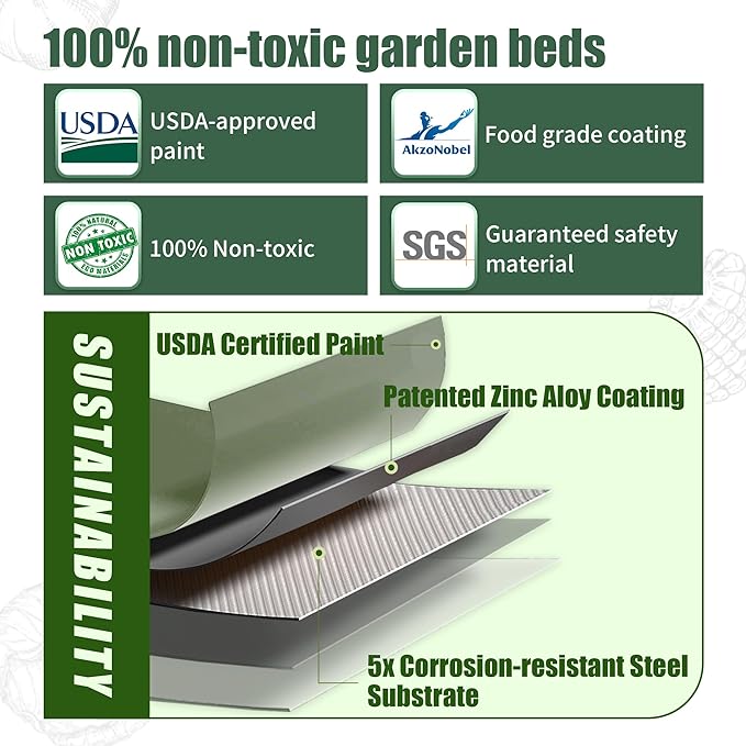 8 X 2 X 1.4 Ft Galvanized Raised Garden Bed,Sturdy and Easy to Assemble Oval Raised Planter Beds Outdoor for Vegetables, Gardening, Flowers, Fruits（Light Green）