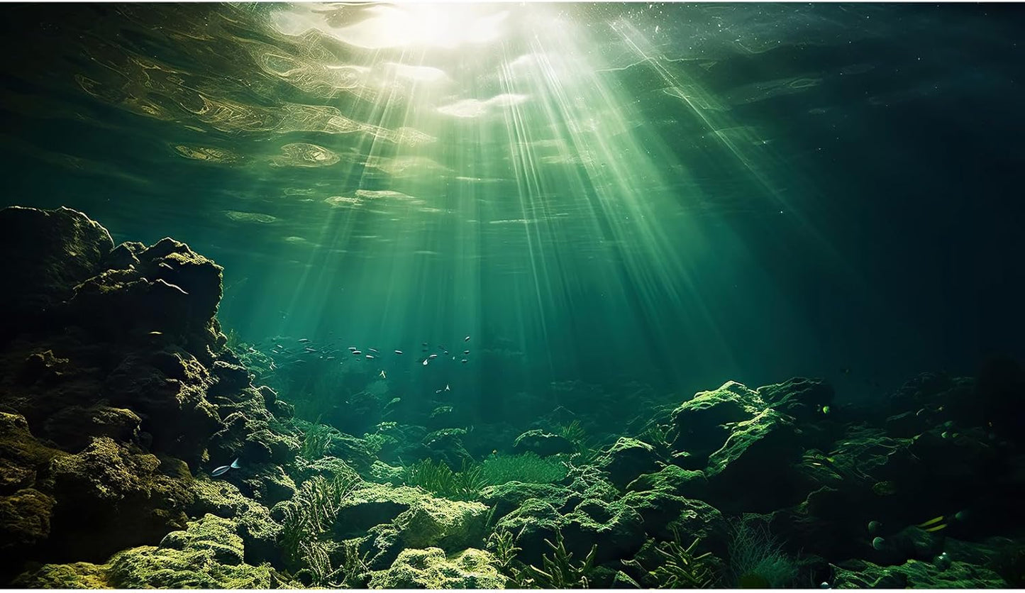 Under The Sea Aquarium Background Underwater Fish Tank Background Ocean Floor Rock Cave Sunray Terrarium Backgrounds Tropical Fish Ocean World Aquarium Reptile Tank Backgrounds 36x18in