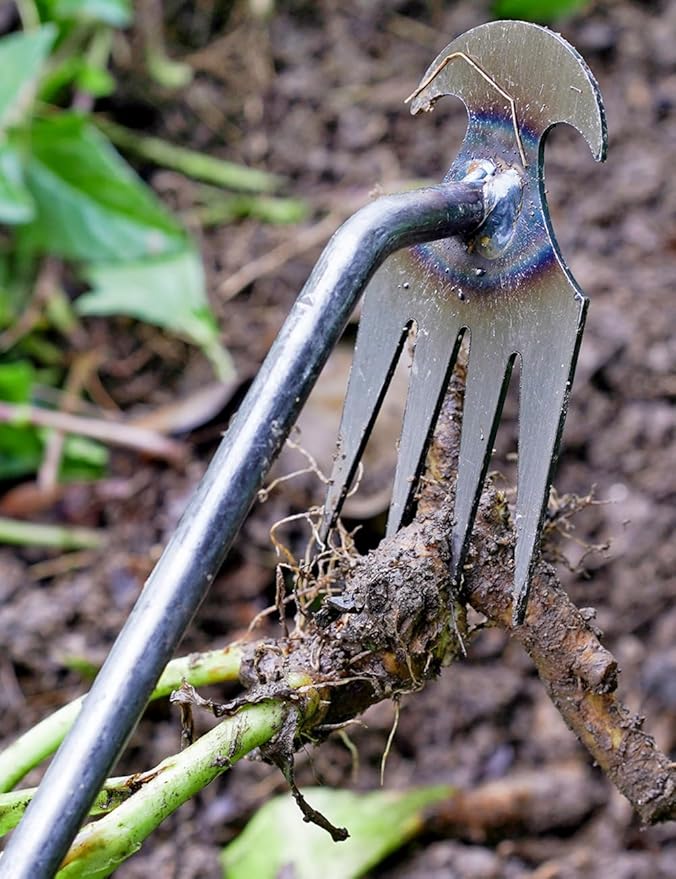 TOYPOPOR New Weeding Artifact Uprooting Weeding Tool, 16" Weed Puller, 4 Teeth Manganese Steel Forged Hand Pulling Weeder for Garden Yard Farm Weed Removal