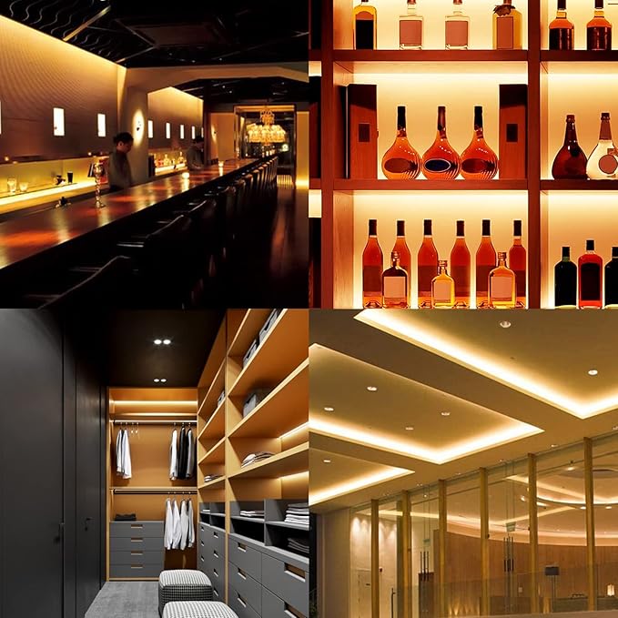 24V 65.6ft/20m LED Strip Light Warm White 3000K 2400LEDs High Brightness 12000LM SMD2835 Flexible No-Waterproof IP20 LED Tape for Kitchen Backyard Hallways Stairs Decoration(No Power Supply)