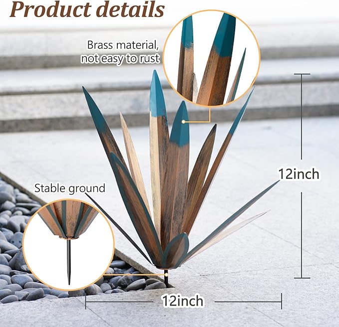 2pcs Metal Tequila Country Sculpture DIY Tequila Plant Home Decor Country Tequila Garden Ornament Indooutdoor Statuette Patio Lawn Patio Stake Decoration Gift to The Garden 12“