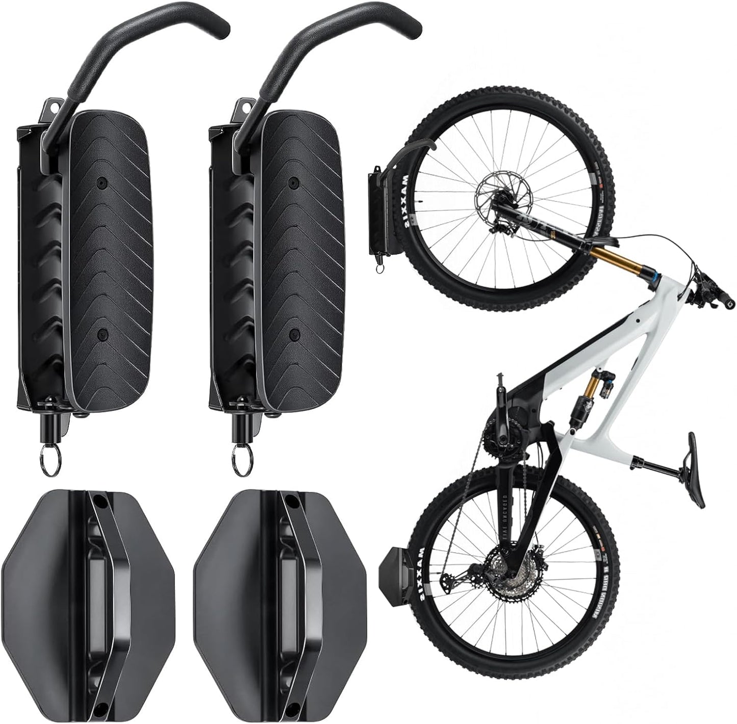 Bike Rack Garage, Bike Wall Mount – 2 Pack Bike Rack for Garage & Indoor Storage, Heavy Duty Vertical Bike Hanger Holds Up to 66 lbs, Space-Saving Bike Wall Rack for Home, Apartment, or Shed