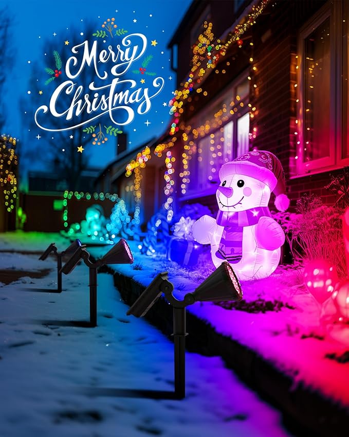 Color Changing Solar Spot Lights Outdoor Halloween Lights Multicolor, IP65 Waterproof Christmas Decorations Landscape Spotlights for Tree, House, Yard, Garden-2 Pack