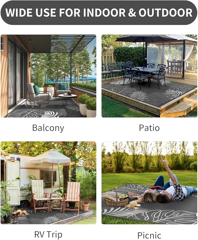 COCOER Tropical Outdoor Rug 6x9 Reversible-Waterproof Patio Rug-Quick Dry Outdoor Carpet-Outdoor Area Rugs Indoor Outdoor Rugs-Outside Rug Patio Decor for Porch Deck Balcony Backyard