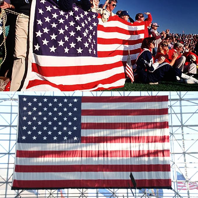 Homissor American Flag 8x12 Outdoor Heavy Duty - Embroidered Star Large USA 8x12 Ft Flags - Longest Lasting US Made from Nylon Sewn Stripes Indoor With 4 Brass Grommets