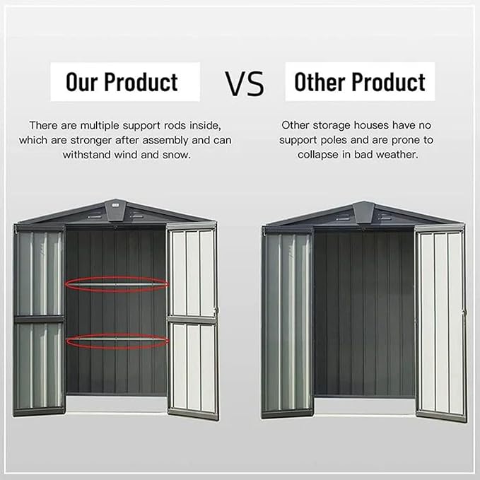 Domi Outdoor Storage Shed 5'x3, Metal Waterproof Tool Shed Utility Storage House with Double Lockable Doors & Air Vent for Garden Backyard Patio Lawn
