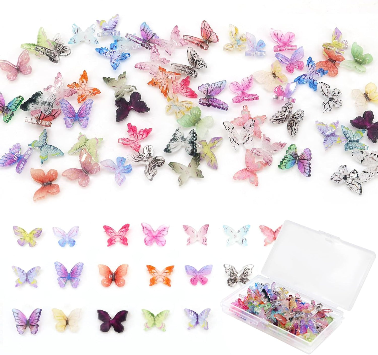 90Pcs Mini Resin Butterflies, Miniature Little Butterfy Decoration, Tiny Butterflies for DIY Crafts, Mini Resin Animals Figurines for Fairy Garden Micro Landscaping Decor