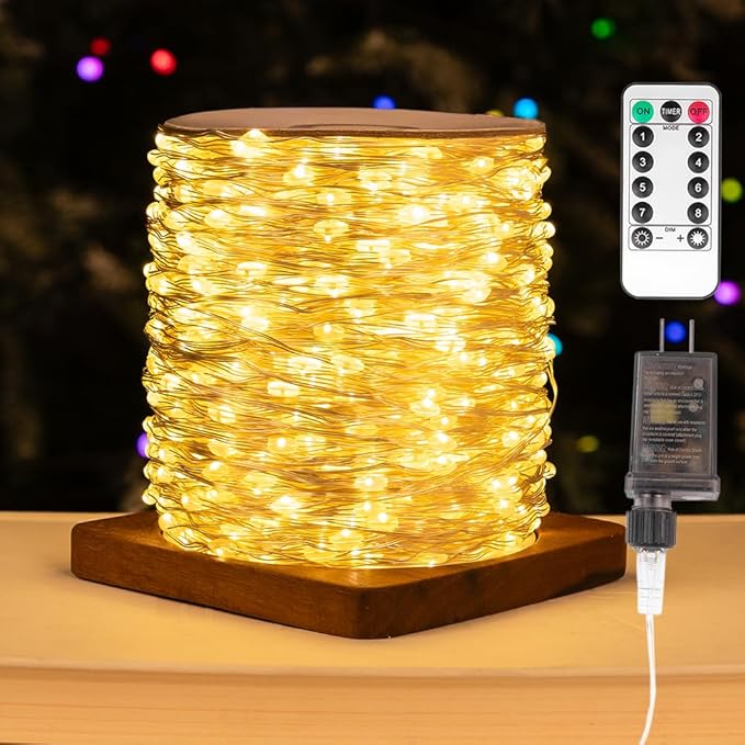 Fairy Lights Plug in,66FT 200 LEDs Waterproof Led String Lights,Twinkle Light with 8 Modes Remote for Outdoor Indoor Christmas Wedding Birthday Garden Party Decorations,Warm White