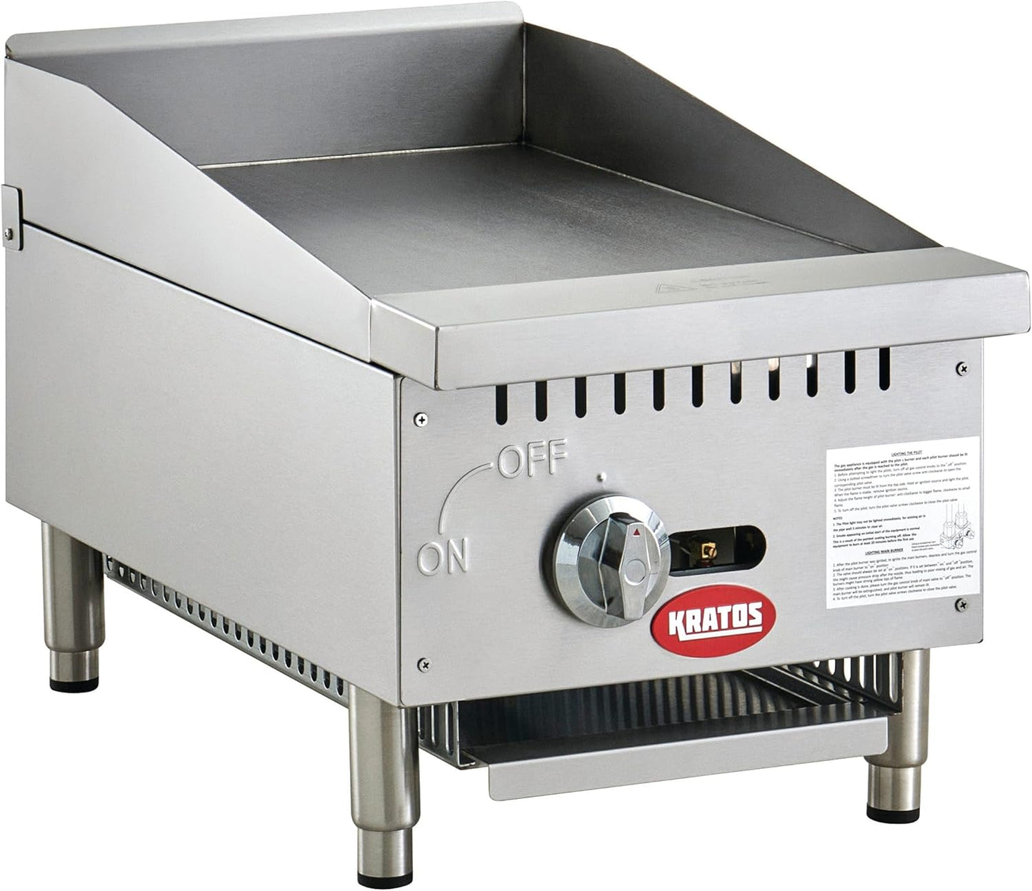Kratos 29Y-176 15" Commercial Restaurant Gas Countertop Griddle, Manual Controls, 1 Burner, 30,000 BTU Output
