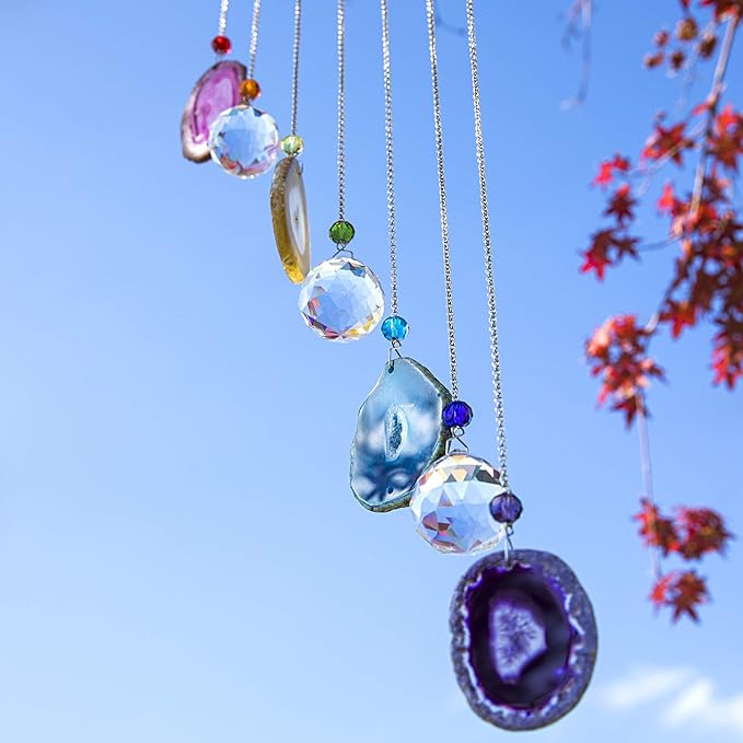 Agate Decor Crystal Prism Suncatcher Window Garden Hanging Sun Catchers Rainbow Maker Pendant