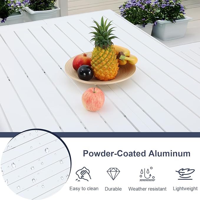 Aoodor 3-Piece Outdoor Patio Dining Set, Aluminum Furniture Set with 1 Rectangular Picnic Table and 2 Benches for Garden, Lawn, Yard