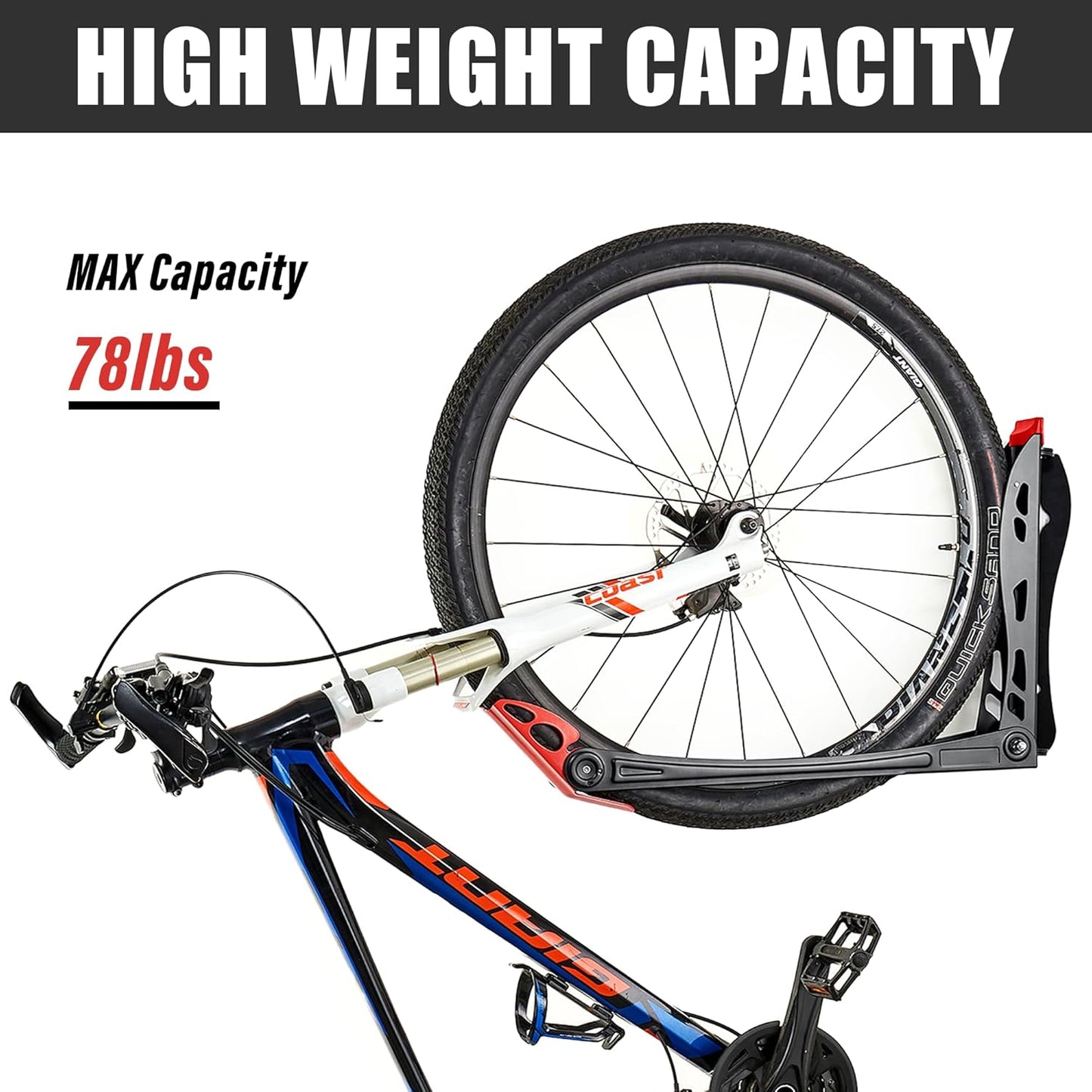 Wallmaster BIKEPAL Swivel Bike Rack, Wall Mounted Vertical Bike Storage Hanger, Space Saving for Home and Garage, 4 Pack