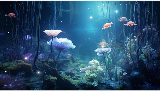 Aquarium Background Surreal Underwater Garden Fish Tank Background Lush Moss Aquatic Plants Tropical Style Landscape Terrarium Tank Backgrounds Under Sea World Aquarium Tank Wallpaper Poster 48x24in