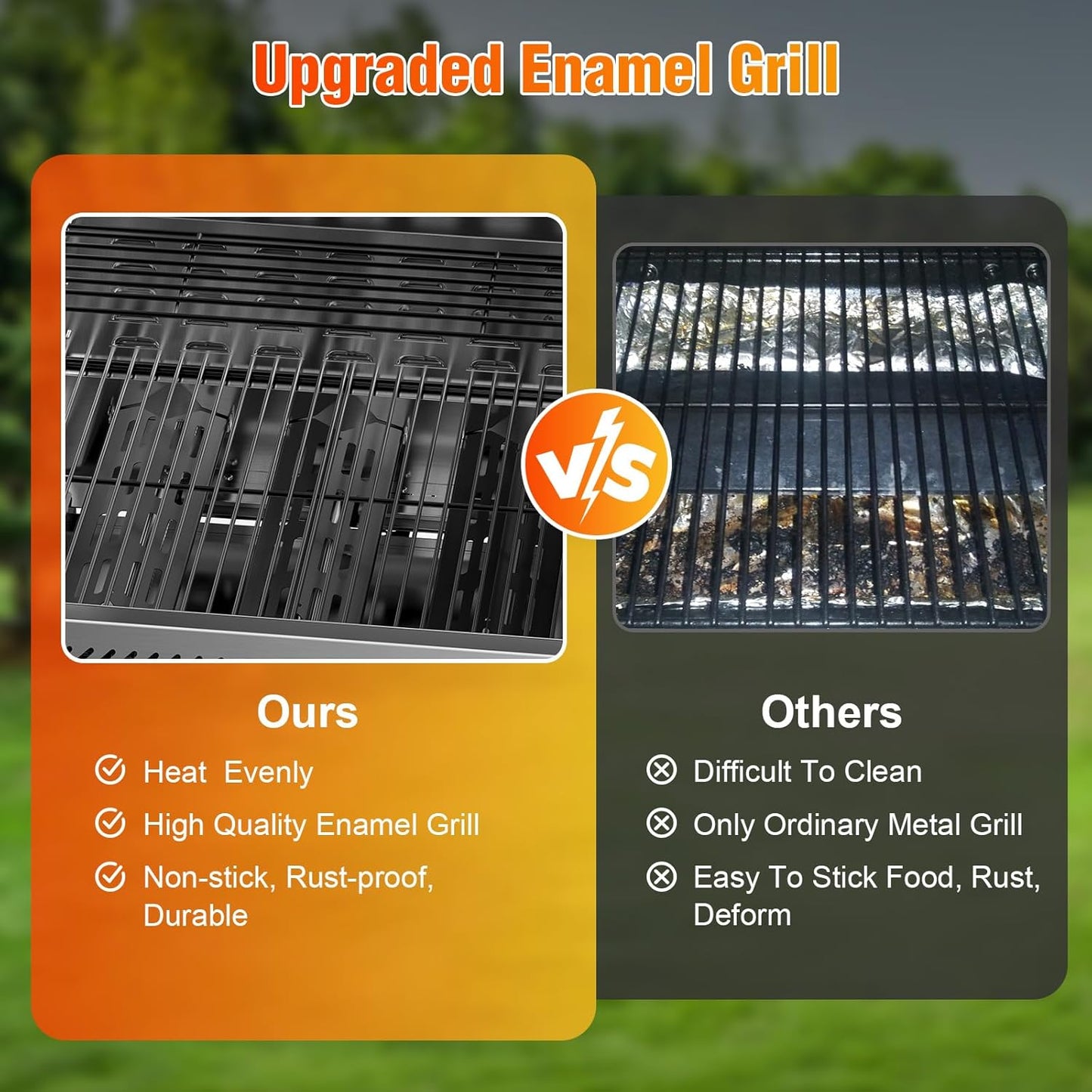3-Burner Gas Grill with Folding Side Tables,Stainless Steel 24,000 BTU BBQ Grill,Outdoor Propane Grill for Barbecue,Patio,Camping