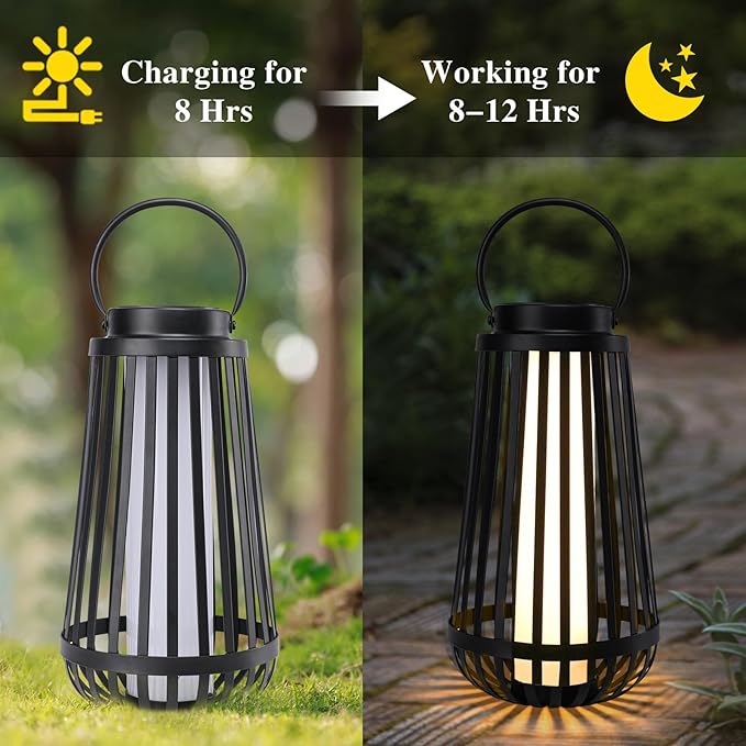 Afirst Solar Lanterns Outdoor, Hanging Solar Lights Waterproof Hollow Out Decorative LED Lanterns for Yard, Patio, Lawn, Tabletop, Pathway, Landscape, Garden Decor Gifts
