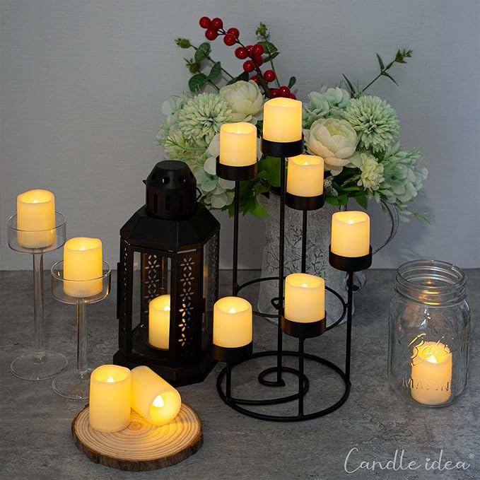 CANDLE IDEA Flameless LED Votive Candles 48 Pack, 1.5" x 2", Battery Operated Flickering Electric Outdoor Flameless Tea Lights, Fake Tealight Candle Bulk for Wedding, Christmas, Halloween Decorations